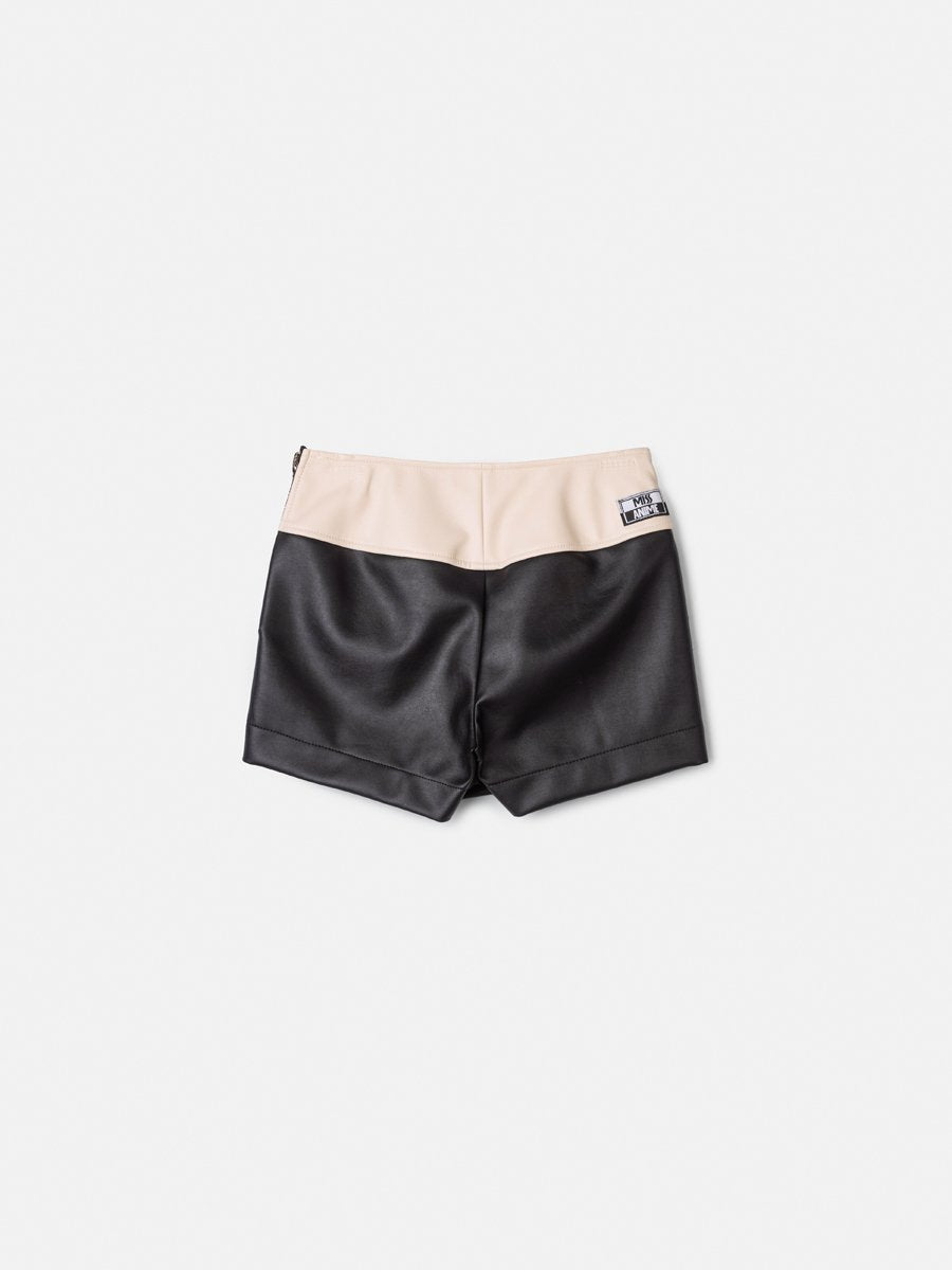 Girls' Anime Black and White Faux Leather Skort