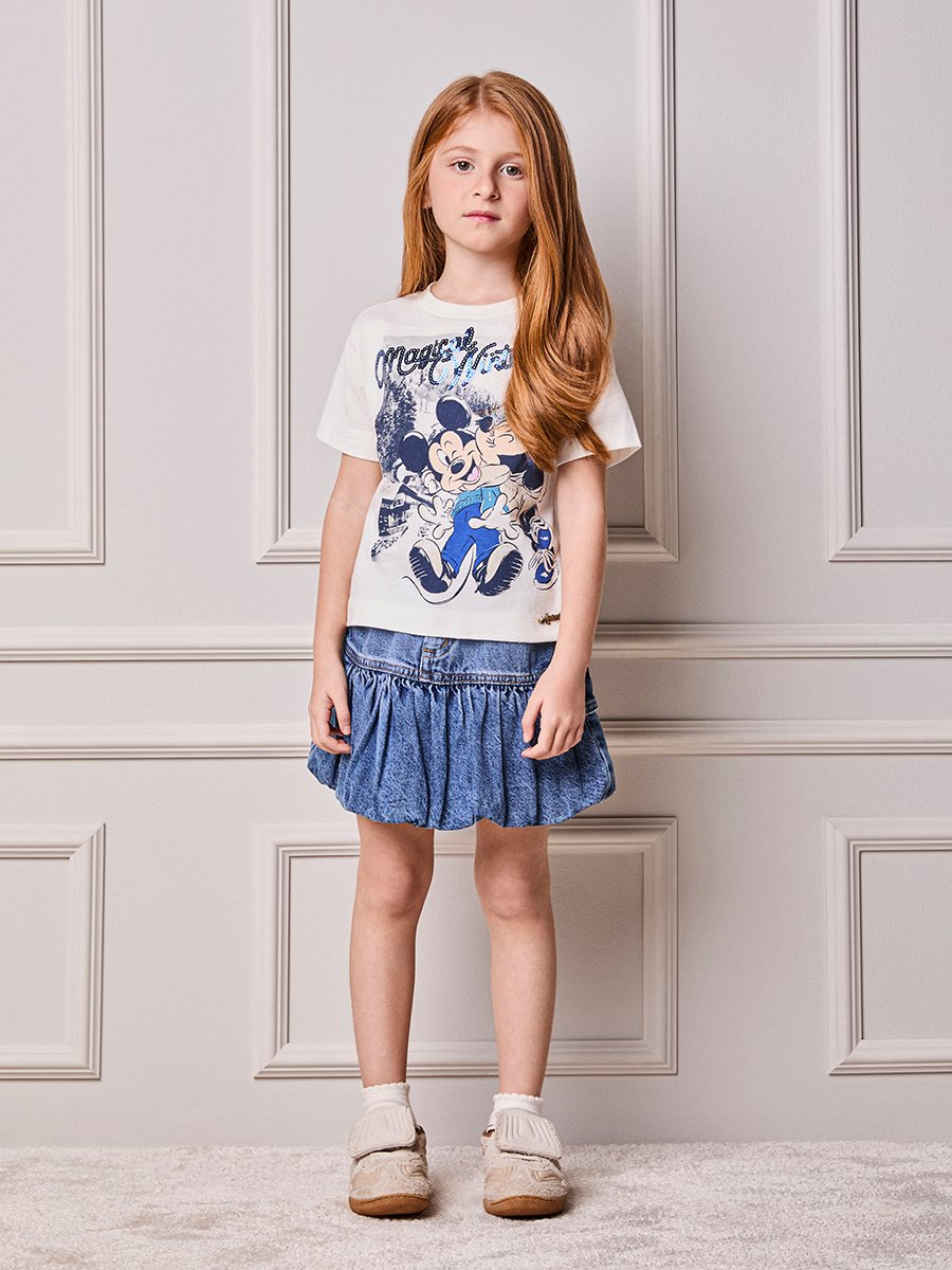 Animê Girls' Skirt – Denim Balloon with Lapelas and Charm