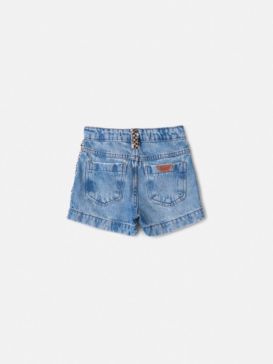 Girls' Anime Jeans Shorts with Maxi Tulle Bow