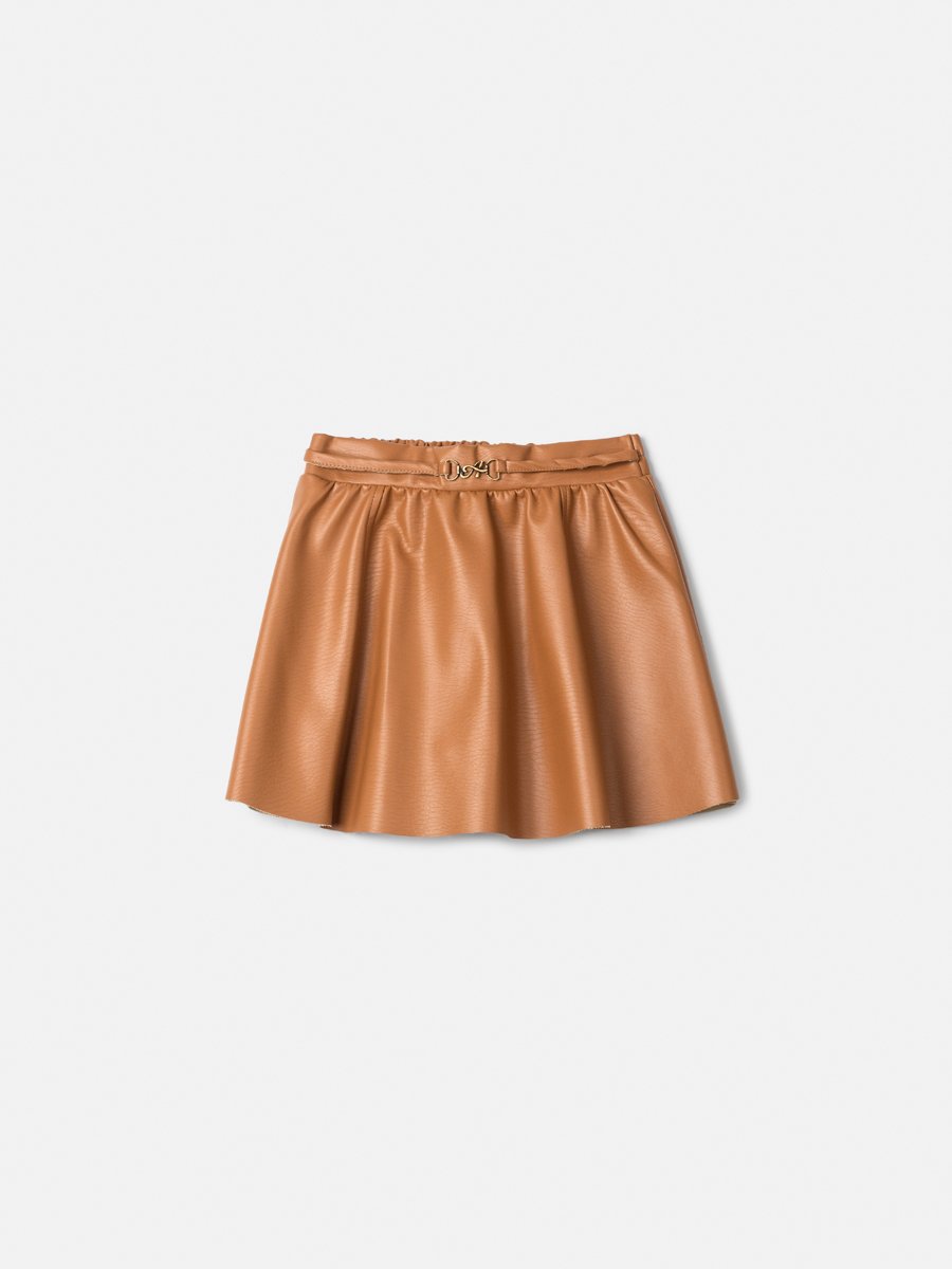 Girls' Anime Faux Leather Skirt with Pendant