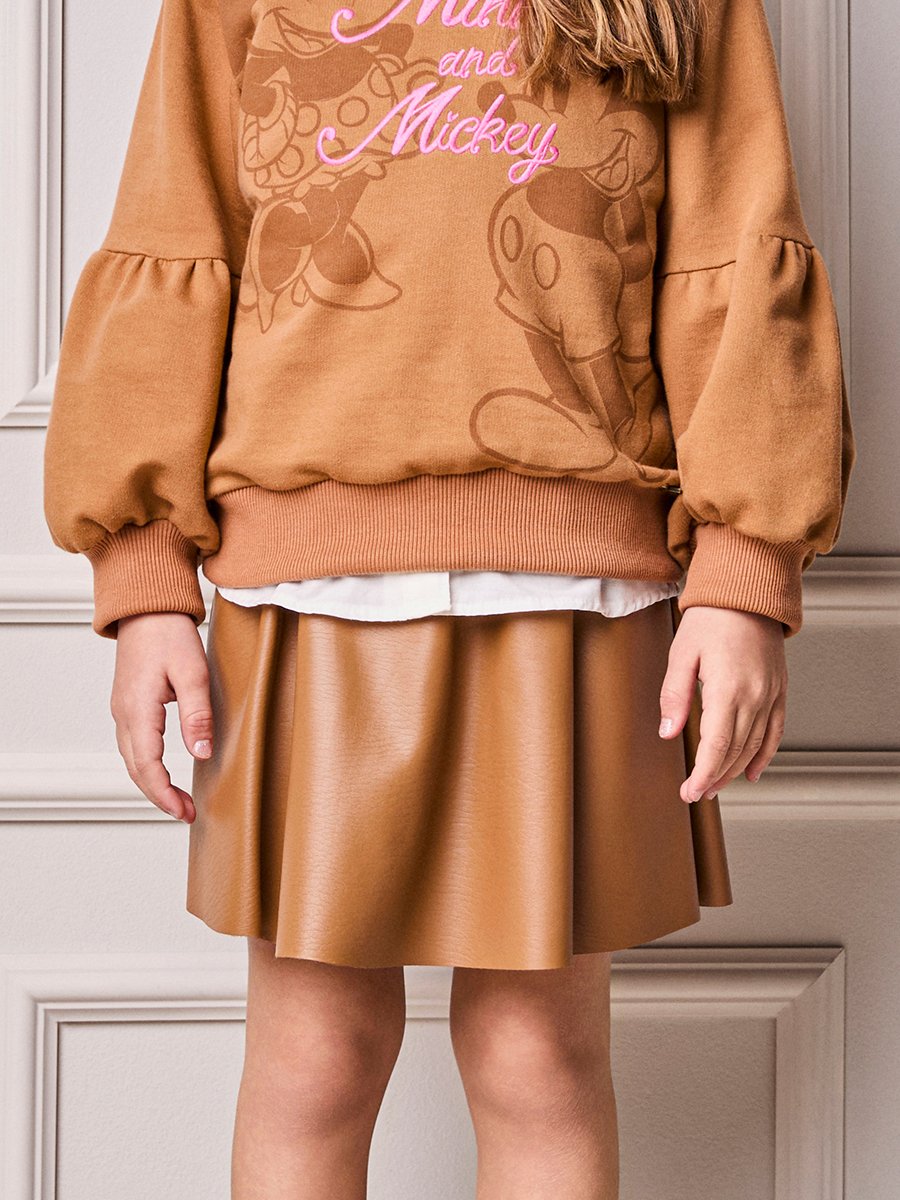 Girls' Anime Faux Leather Skirt with Pendant