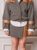 Girls' Anime Faux Leather and Tweed Skort
