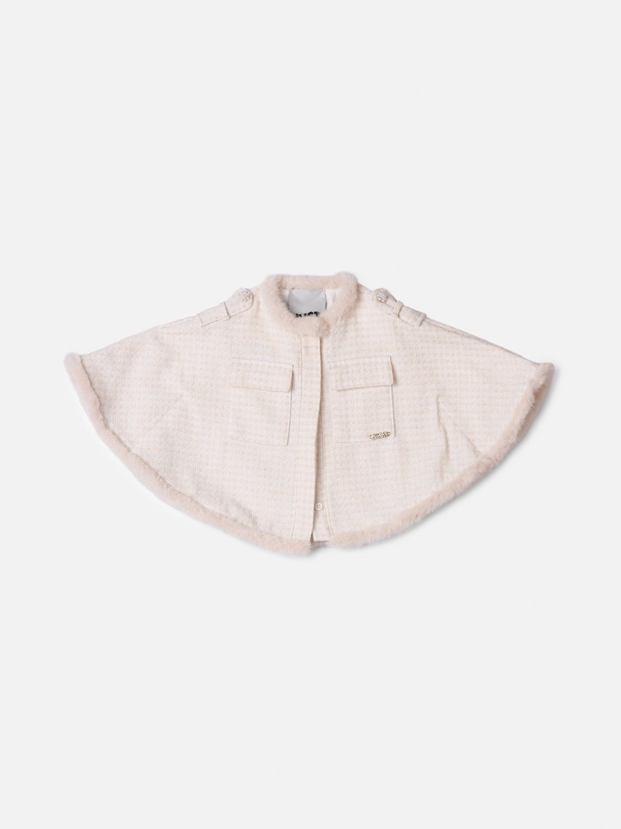 Animê Girls' Cape – Shimmer Tweed with Fuzzy Trim