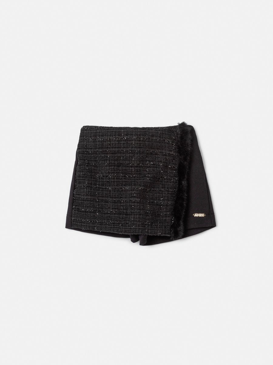 Girls' Anime Shine Tweed Skort with Faux Fur