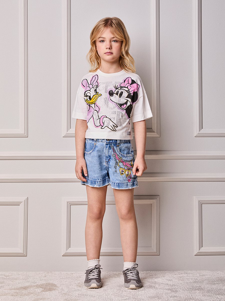 Children's Shorts Girl Animê Minnie Jeans with Pendants