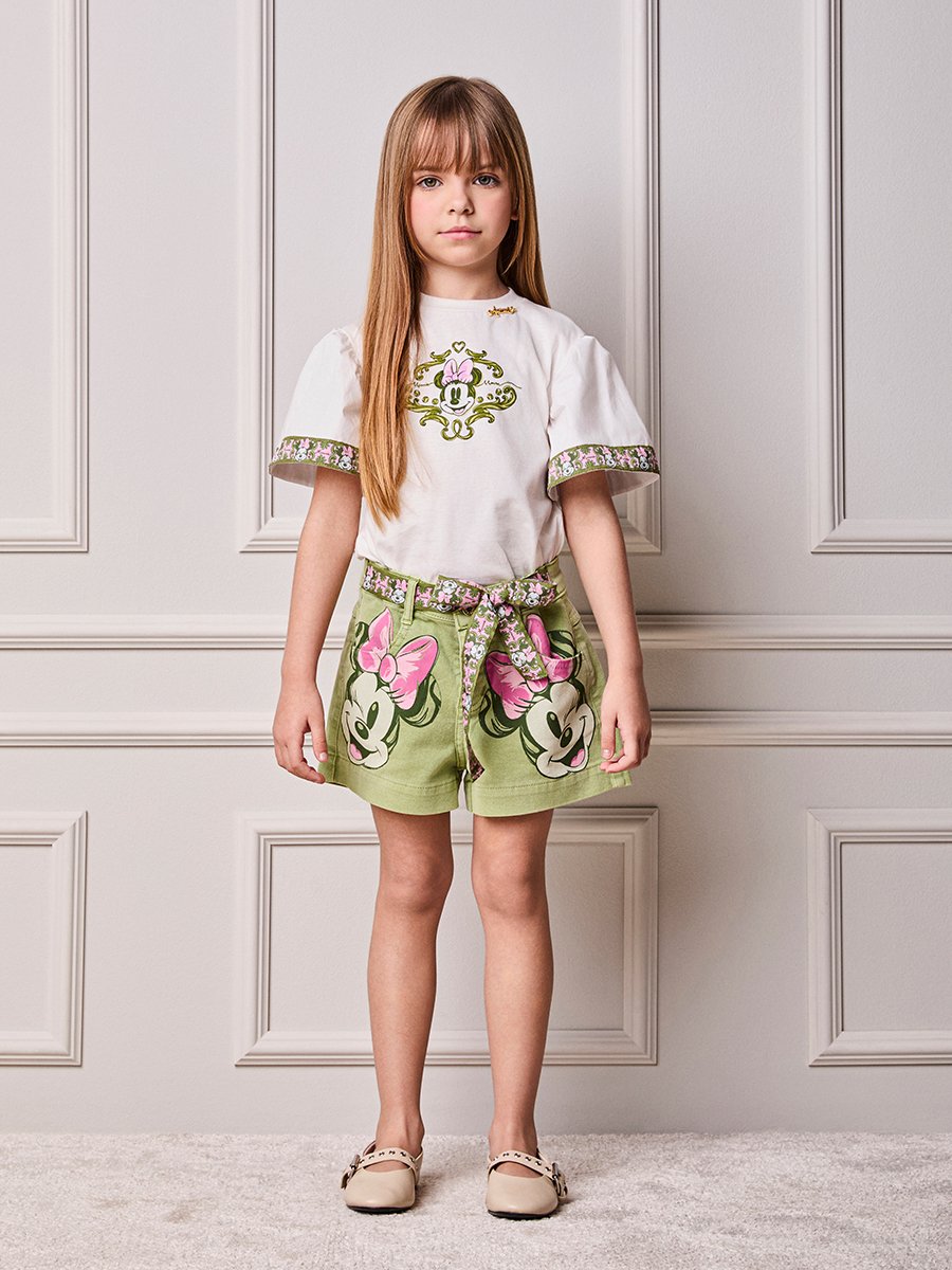 Minnie Anime Girl Children's Blouse with Ribbed