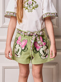 Children's Shorts for Girls Anime Minnie Twill Shorts with Bow