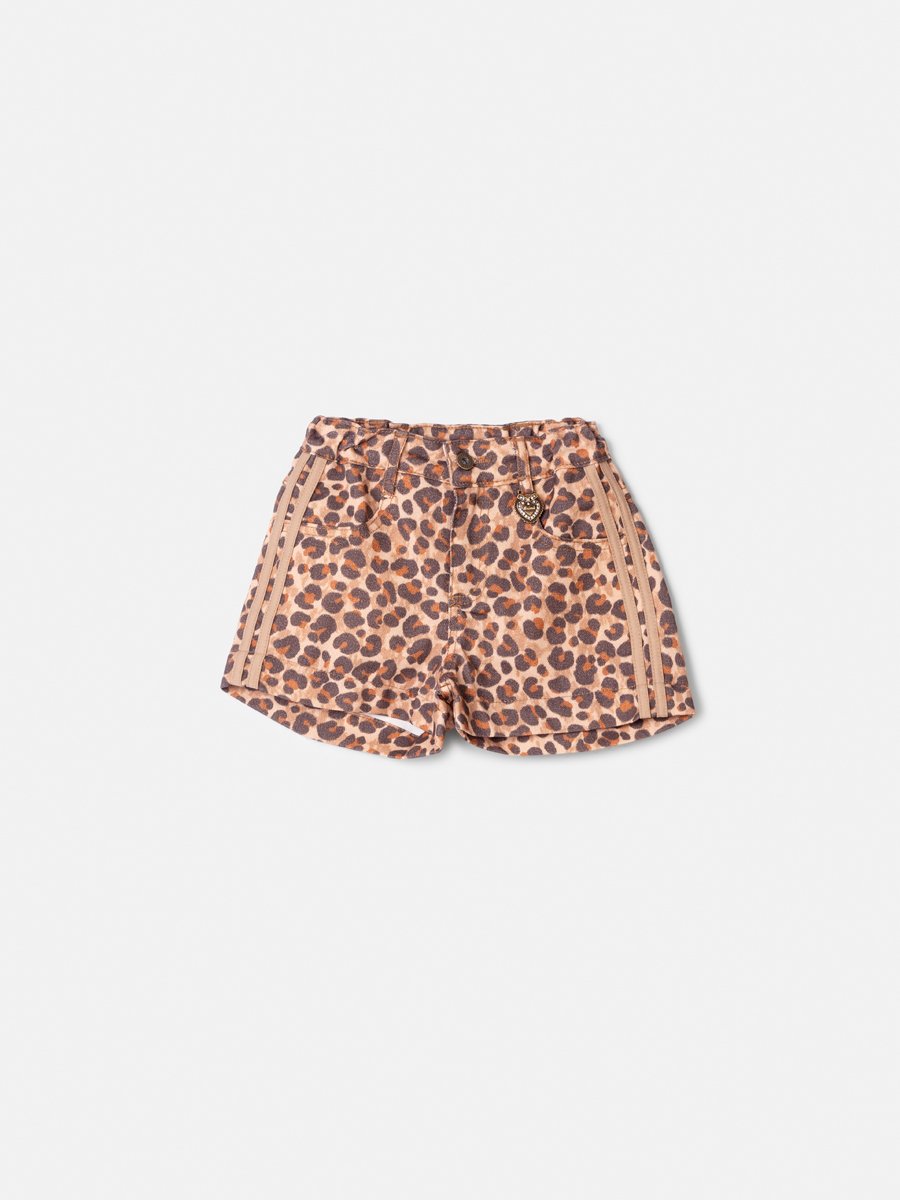 Animal Print Twill Shorts with Pendant