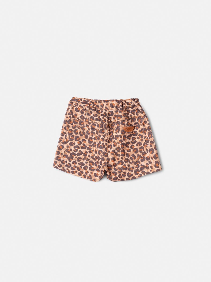 Animal Print Twill Shorts with Pendant