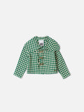 Animê Girls' Coat – Houndstooth Tweed with Oversized Collar