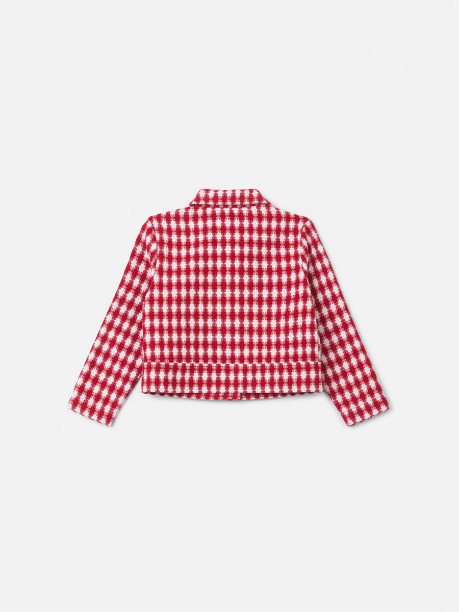 Girls' Anime Cherry Tweed Coat with Mixed Buttons
