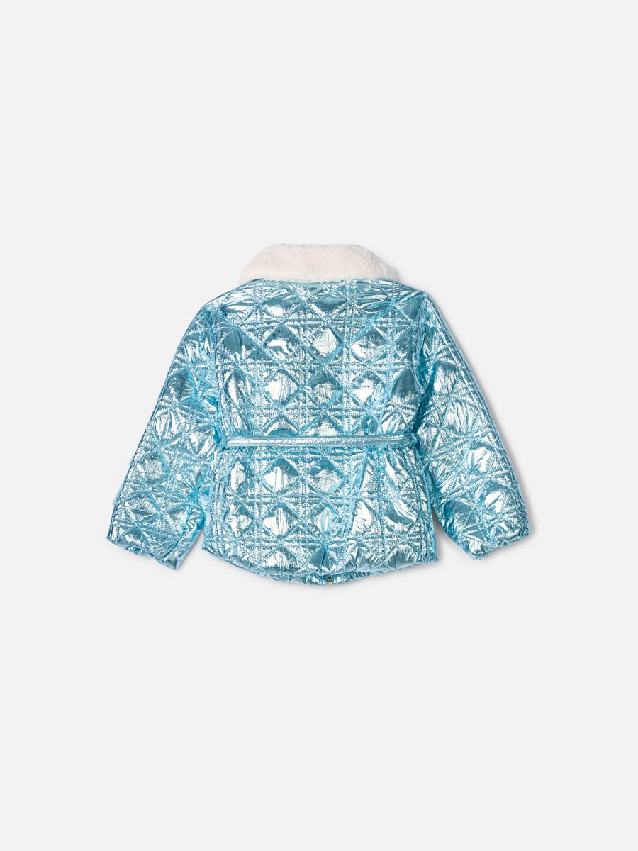 Children's Girl's Anime Puffer Metallic Jacket with Collar