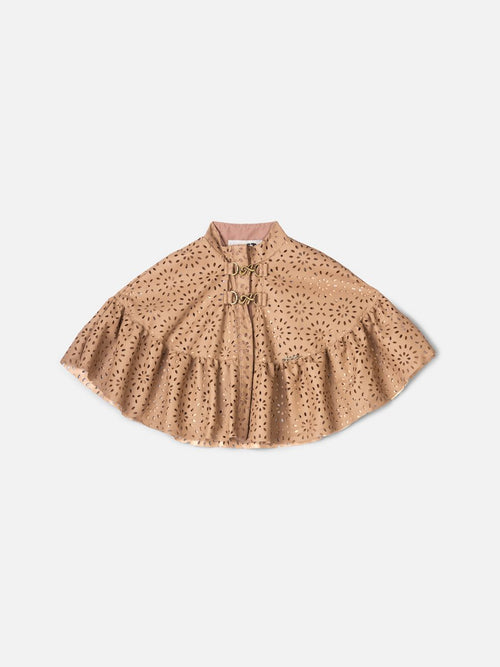 Animê Girls' Cape – Cutout Faux Leather with Trim Details