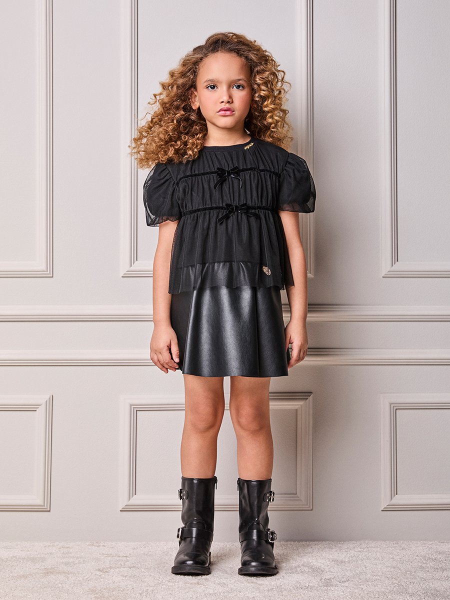 Children's Animé Tulle Blouse with Velvet Bows