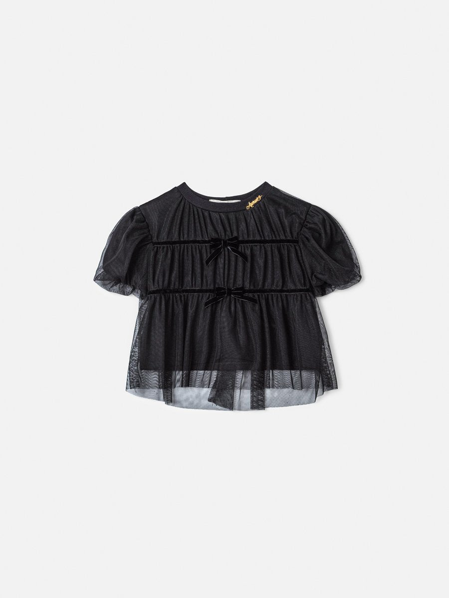 Children's Animé Tulle Blouse with Velvet Bows