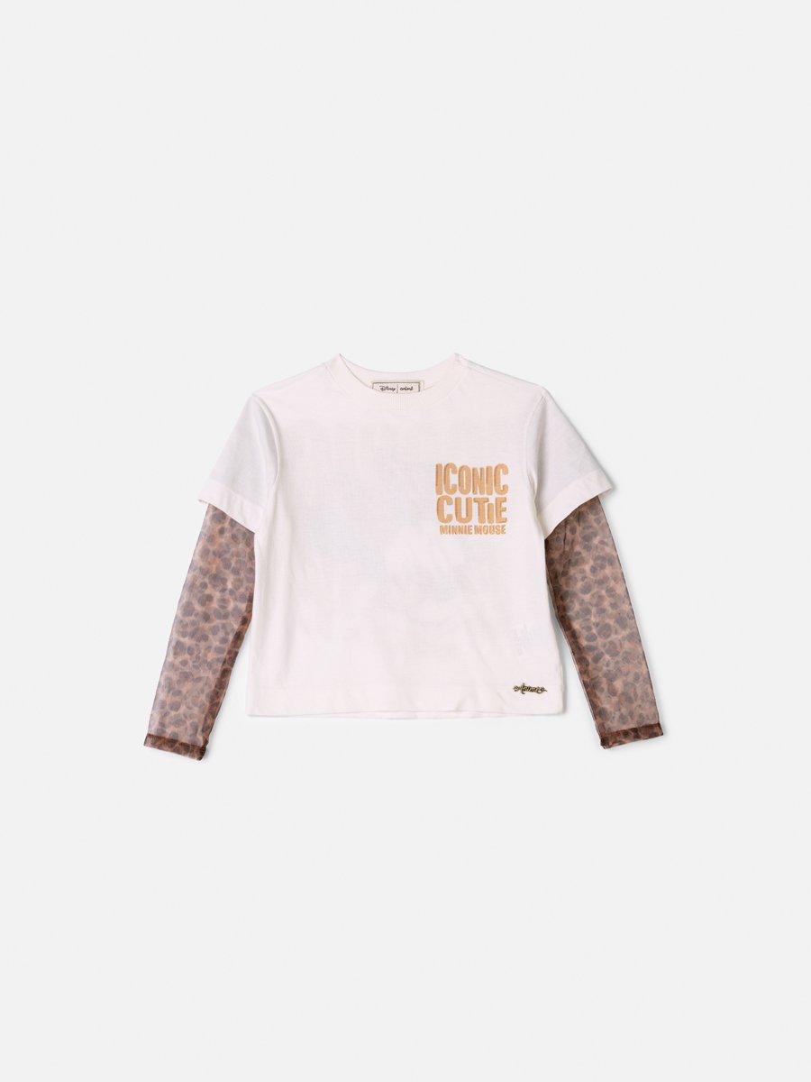 Children's Anime Girl Blouse with Animal Print Tulle from Minnie