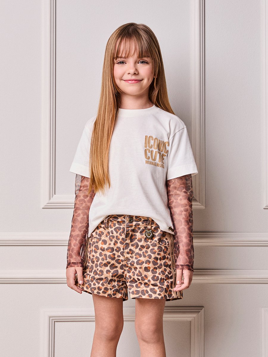 Animê Girls' Top – Minnie Animal Print Tulle