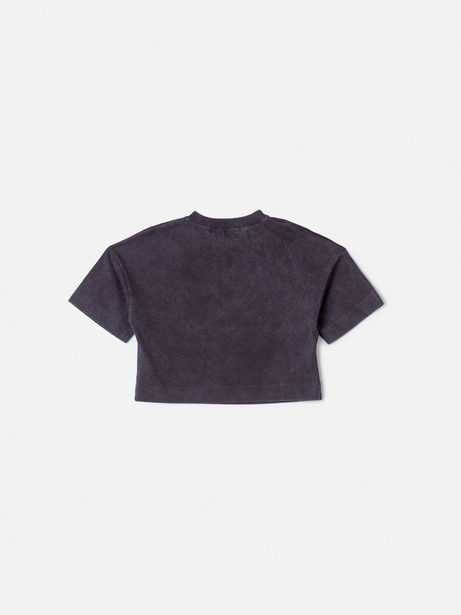 Girls' Anime Graphite Top with Lettering and Rhinestones