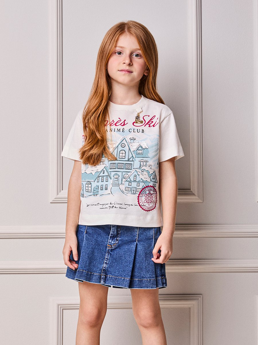 Children's Anime Girl Blouse with Sequin Embroidery