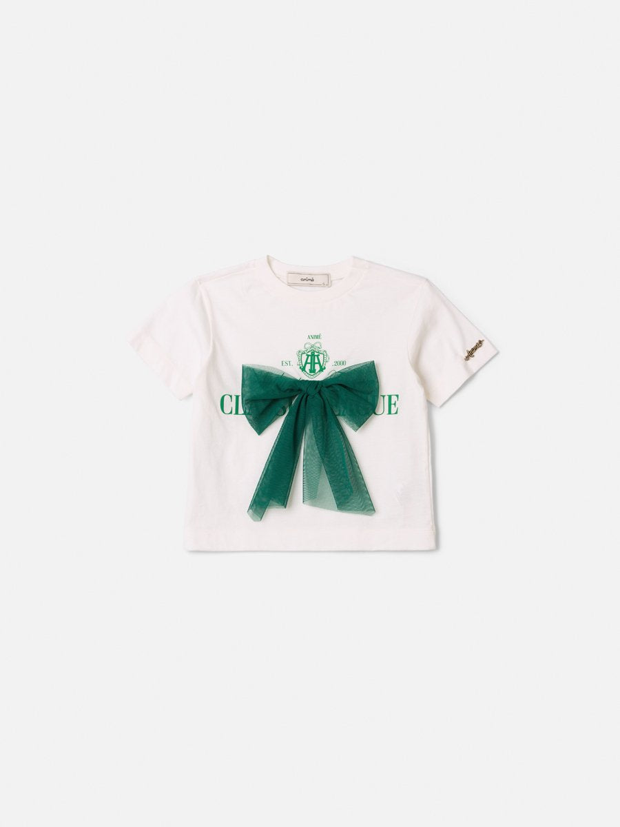 Animê Girls' Top – Lettering with Tulle Bow