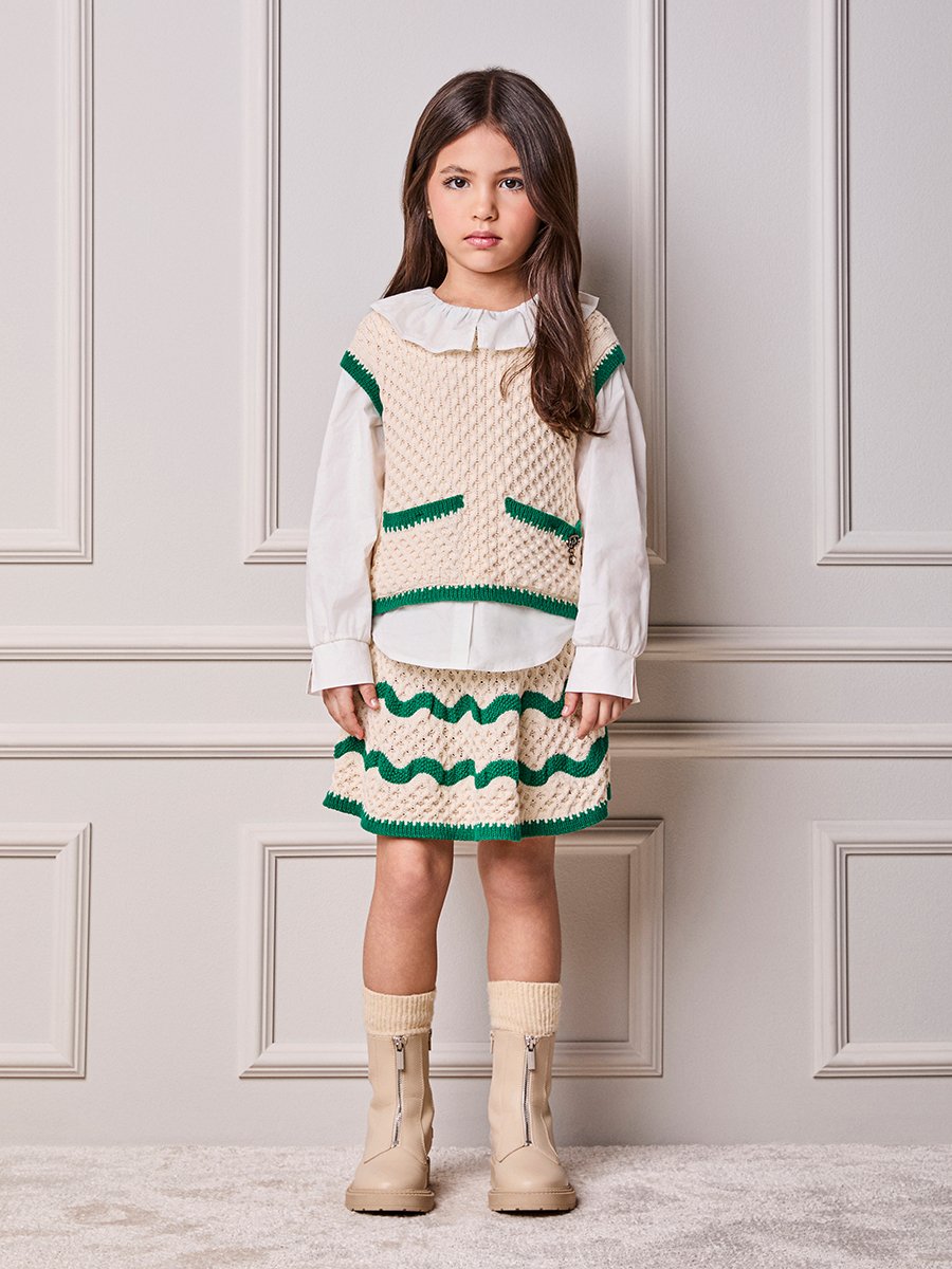 Animê Girls' Set – Knit Honeycomb with Waves