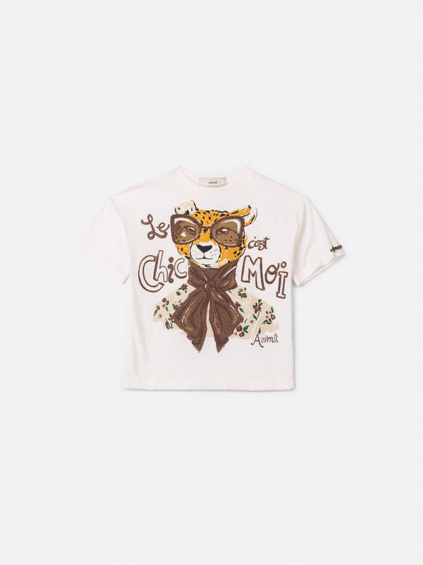 Animê Girls' Top – Animal Print Top with Rhinestones