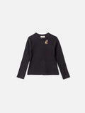 Girls' Anime Long Sleeve Ribbed Top with Pendant