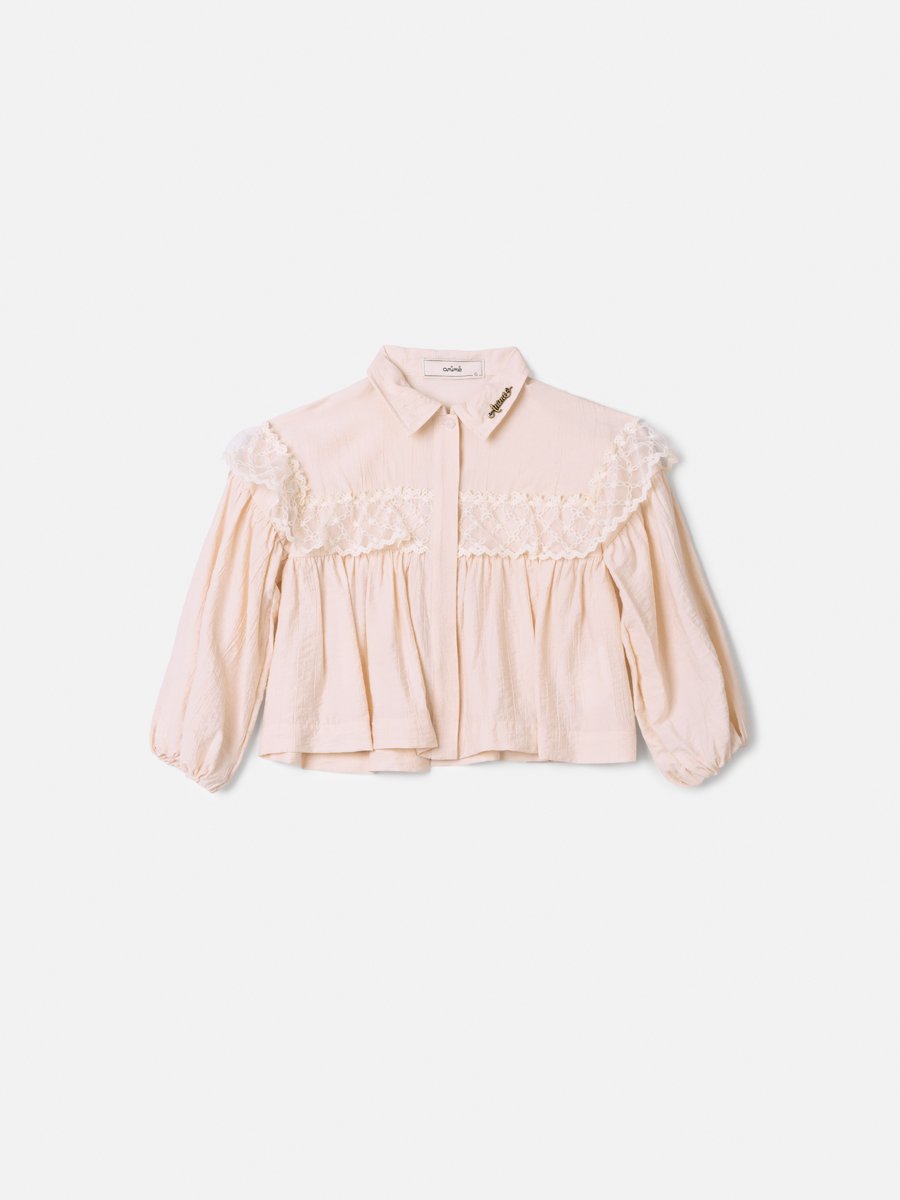 Animê Girls' Shirt – Lace Ruffle Shirt with Balloon Sleeves