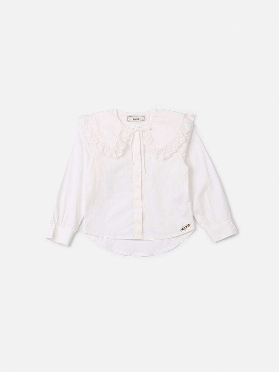 Animê Girls' Shirt – Oversized Lace Collar with Bow