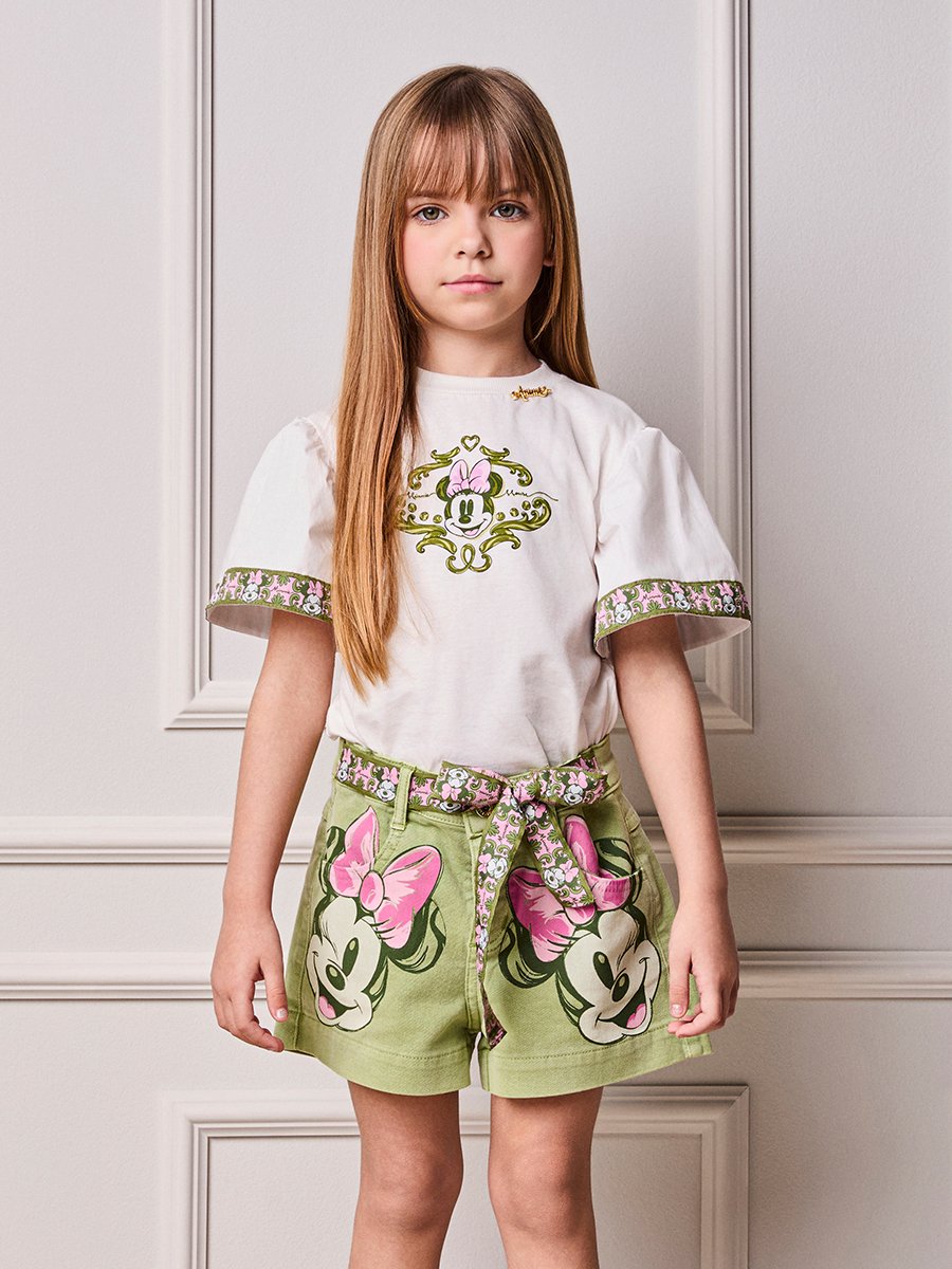 Minnie Anime Girl Children's Blouse with Ribbed