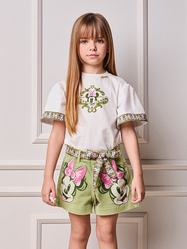 Minnie Anime Girl Children's Blouse with Ribbed