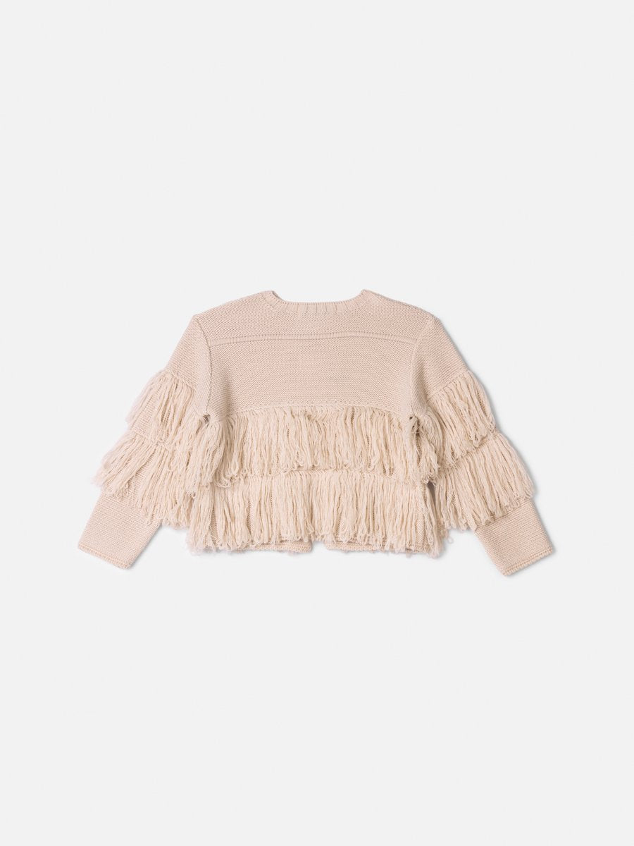 Animê Girls' Cardigan – Knit Cardigan with Fringe and Bow Tassels
