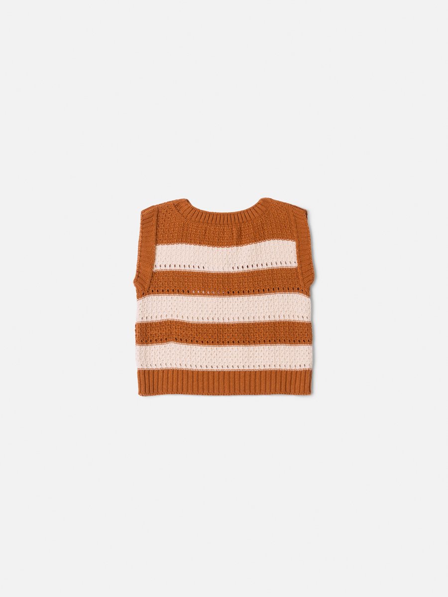 Children's Anime Knitted Girl Vest with Iconic Stripes