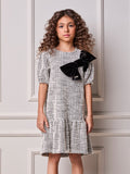 Girls' Anime Tweed Dress with Maxi Bow