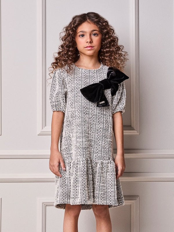 Girls' Anime Tweed Dress with Maxi Bow