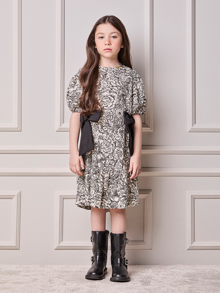 Girls' Anime Paisley Floral Dress with Maxi Bows
