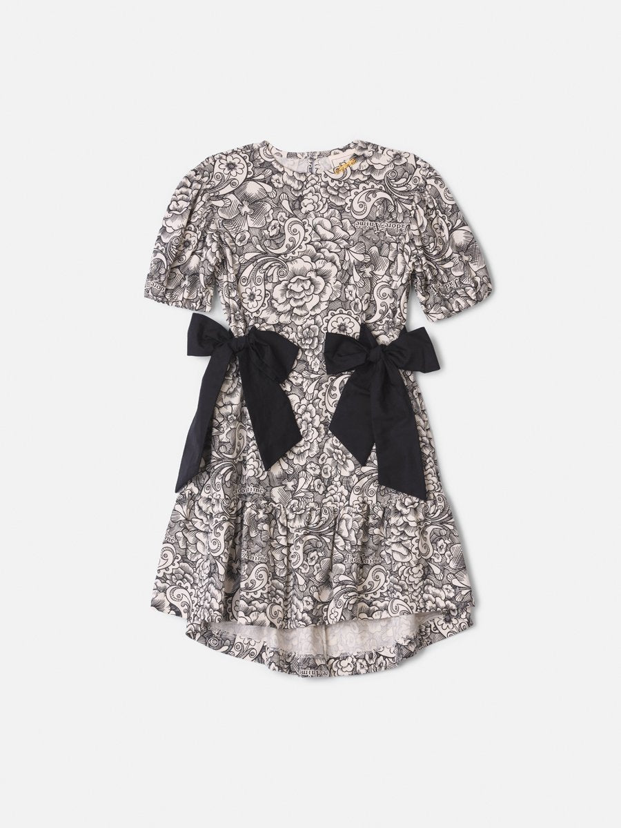 Girls' Anime Paisley Floral Dress with Maxi Bows