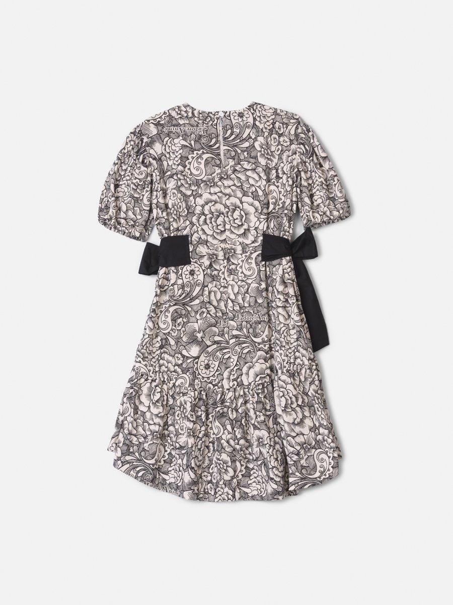 Girls' Anime Paisley Floral Dress with Maxi Bows