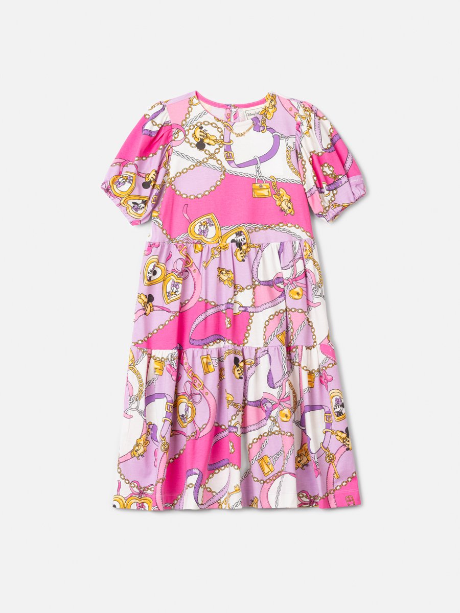 Children's Anime Minnie Girl Dress with Puffed Sleeves