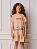 Animê Trend Children's Dress with Fake Belt and Rhinestones