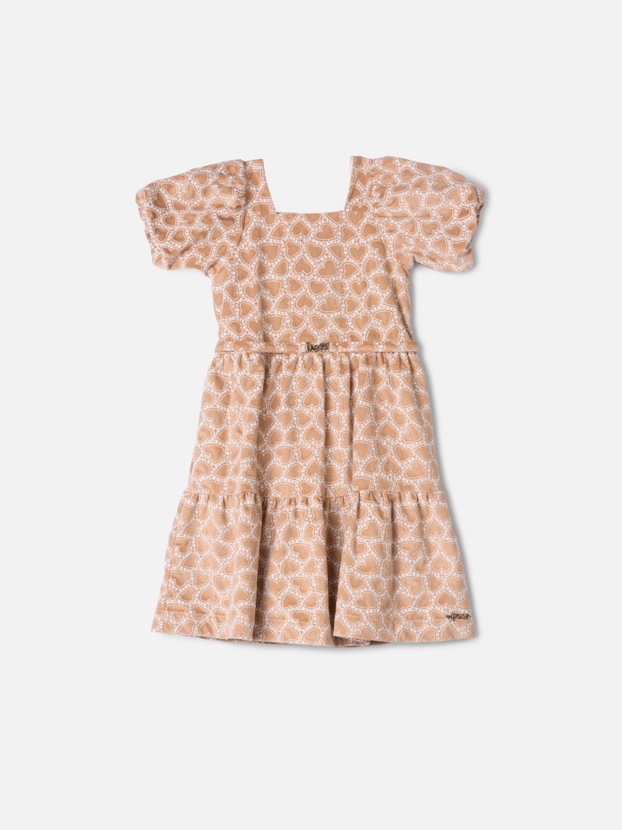Children's Anime Girl Dress with Embroidered Velvet and Puffed Sleeves