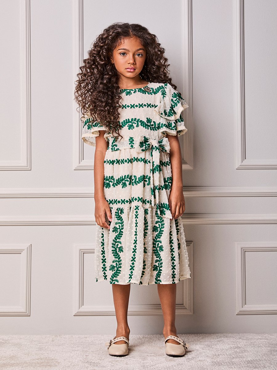 Animê Girls' Dress – Chiffon with Organza Embroidered