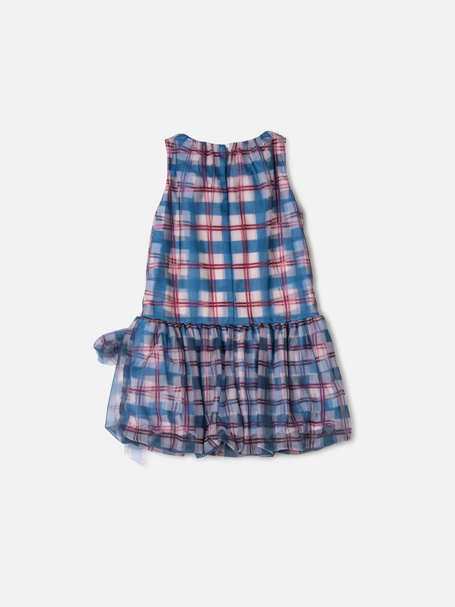 Girls' Anime Balloon Plaid Tulle Dress