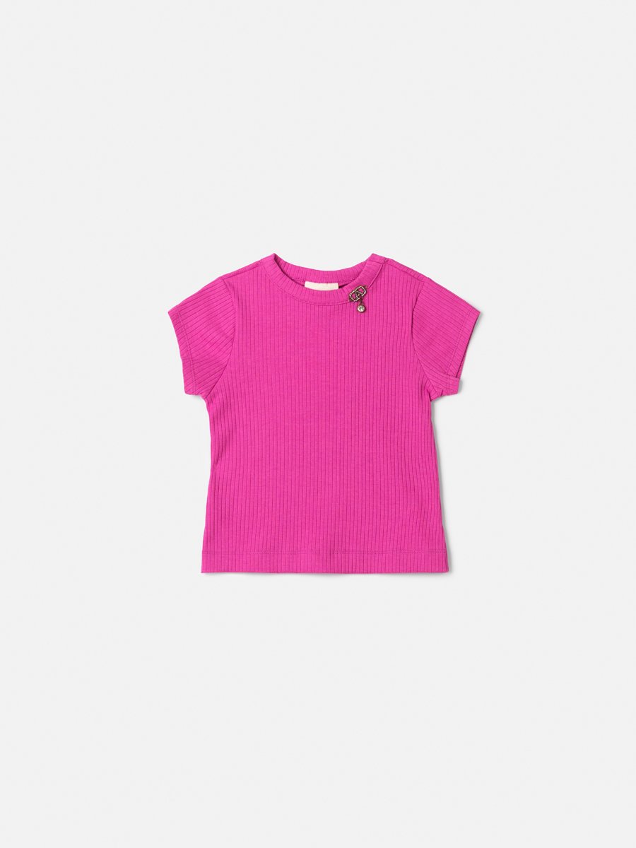 Children's Blouse Animê Pink Ribbed Girl with Pendant