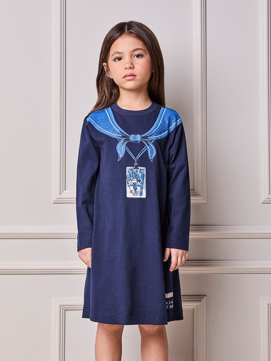 Animê Girls' Dress – Long Sleeve with Rhinestones Minnie