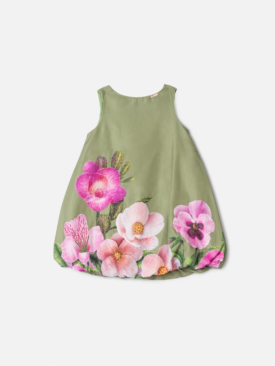 Children's Girl Animé Floral Balloon Dress with Bow