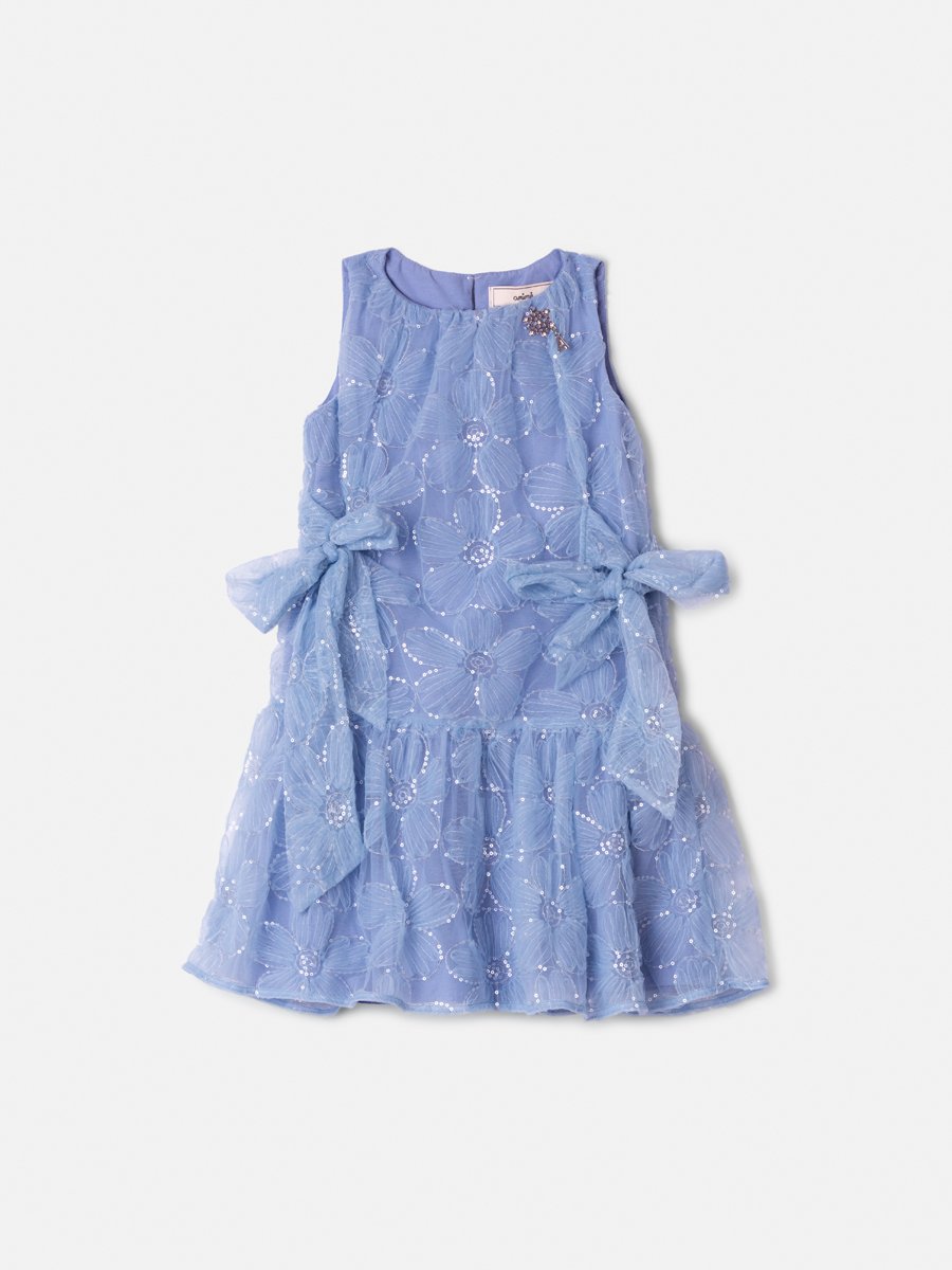 Children's Animé Floral Tulle Dress with Sequins