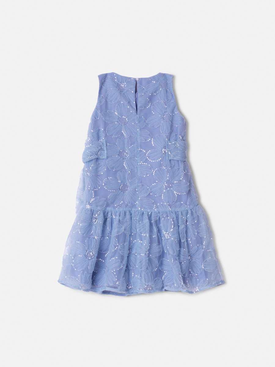 Children's Animé Floral Tulle Dress with Sequins
