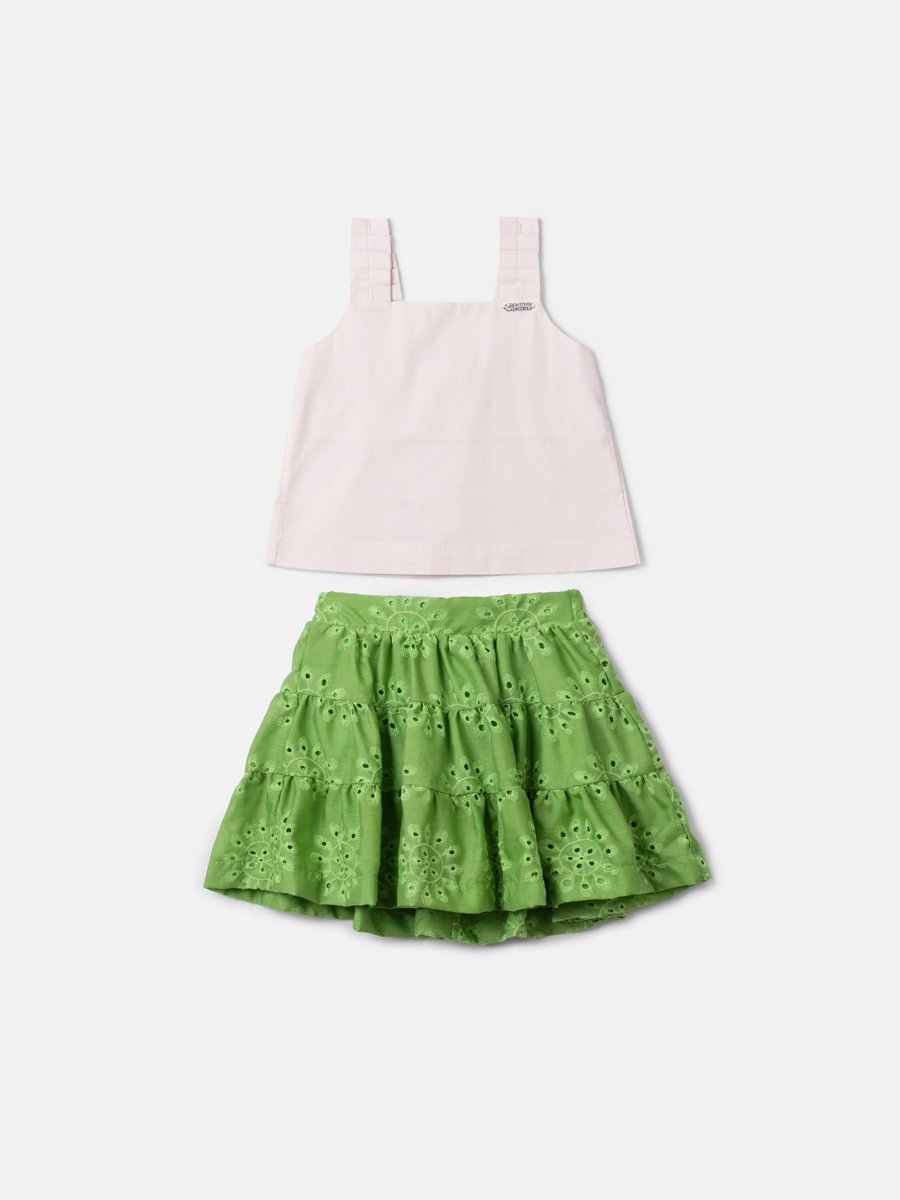 Green Laise Set with Embroidery