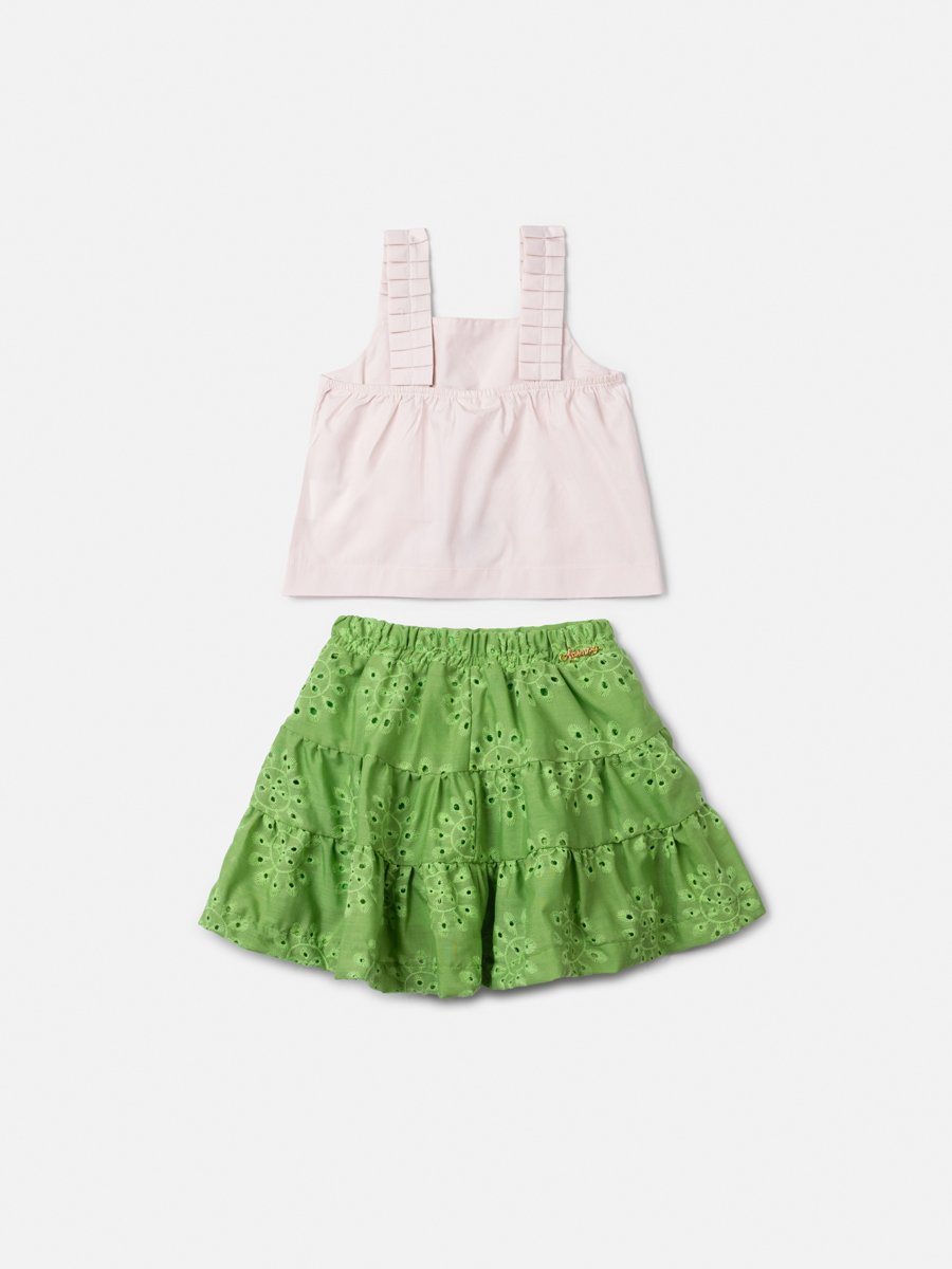 Green Laise Set with Embroidery